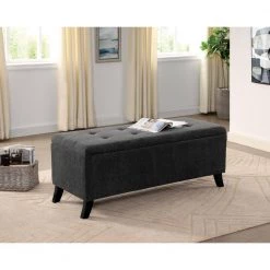 Frinch Gray Storage Bench with Ottoman (20 in. H x 50 in. W x 20 in. D) by Furniture of America -Furniture of America Sales Store gray furniture of america bedroom benches idf ac395 1f 1000