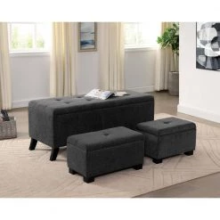 Frinch Gray Storage Bench with Ottoman (20 in. H x 50 in. W x 20 in. D) by Furniture of America -Furniture of America Sales Store gray furniture of america bedroom benches idf ac395 31 1000