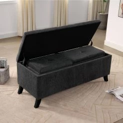 Frinch Gray Storage Bench with Ottoman (20 in. H x 50 in. W x 20 in. D) by Furniture of America -Furniture of America Sales Store gray furniture of america bedroom benches idf ac395 4f 1000