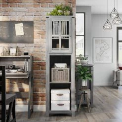 Tymon 68.9 in. Gray MDF 3-Shelf Accent Boocase With Cabinet And Adjustable Shelves by Furniture of America -Furniture of America Sales Store gray furniture of america bookcases bookshelves hfw 1477c35 tr 31 1000