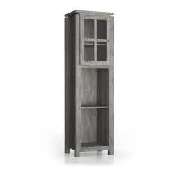 Tymon 68.9 in. Gray MDF 3-Shelf Accent Boocase With Cabinet And Adjustable Shelves by Furniture of America