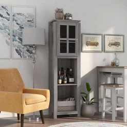 Tymon 68.9 in. Gray MDF 3-Shelf Accent Boocase With Cabinet And Adjustable Shelves by Furniture of America -Furniture of America Sales Store gray furniture of america bookcases bookshelves hfw 1477c35 tr fa 1000