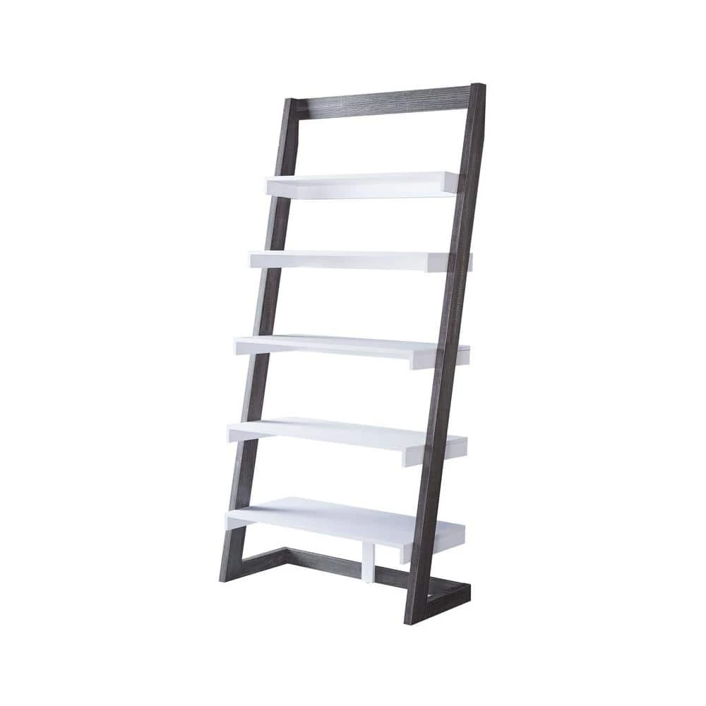 Kurtis 70.75 in. Gray 5-Shelves Ladder Bookcase by Furniture of America 1 Kurtis 70.75 in. Gray 5-Shelves Ladder Bookcase by Furniture of America