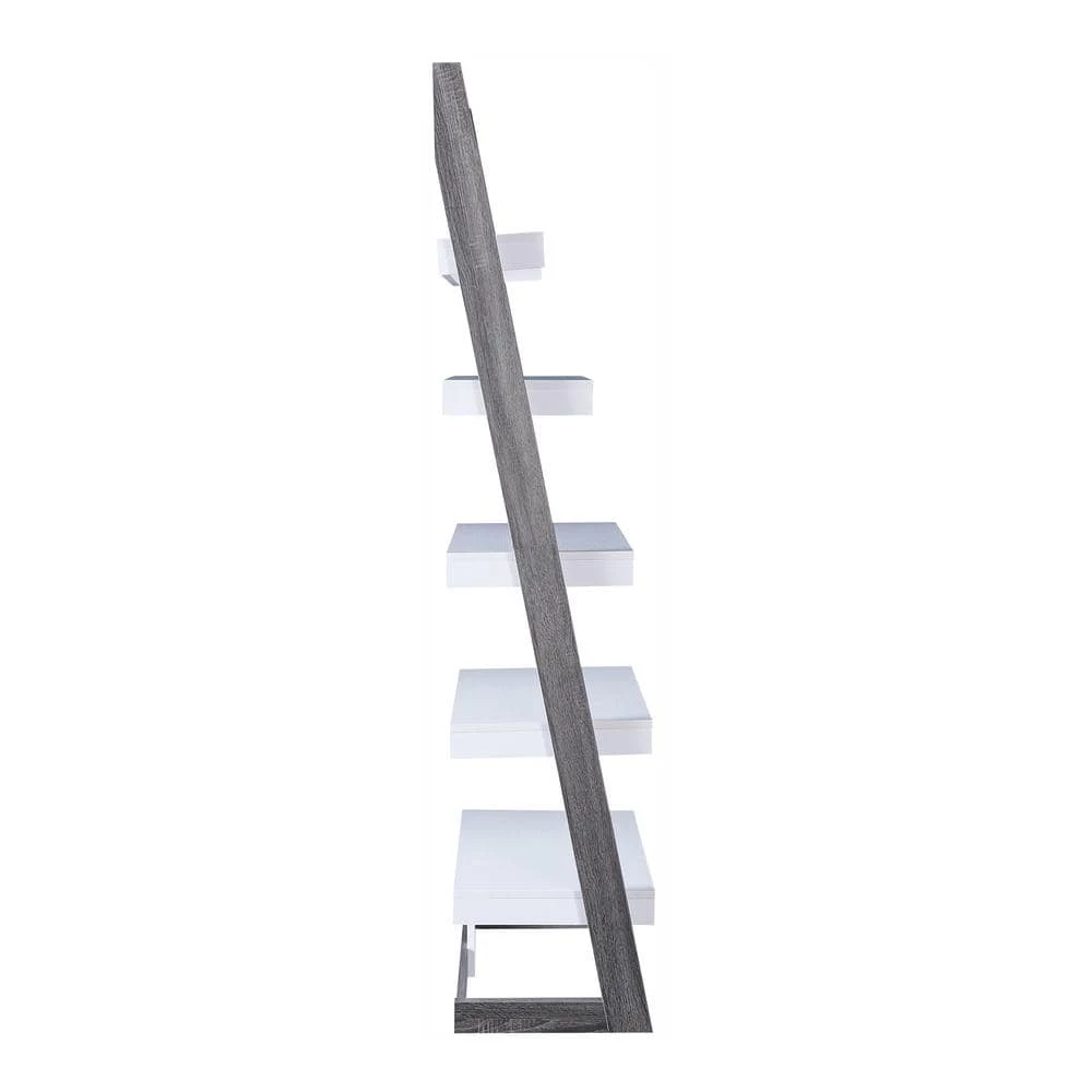 Kurtis 70.75 in. Gray 5-Shelves Ladder Bookcase by Furniture of America 3 Kurtis 70.75 in. Gray 5-Shelves Ladder Bookcase by Furniture of America - Image 3