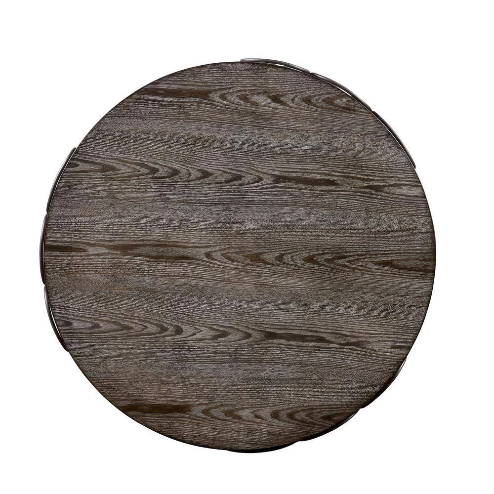 Octavia 34 in. Gray Medium Round Wood Coffee Table with Shelf by Furniture of America 4 Octavia 34 in. Gray Medium Round Wood Coffee Table with Shelf by Furniture of America - Image 4