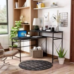 Domino Gray L-Shaped Writing Desk With USB Ports by Furniture of America -Furniture of America Sales Store gray furniture of america computer desks idf dk5205gy 31 1000