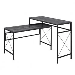Domino Gray L-Shaped Writing Desk With USB Ports by Furniture of America