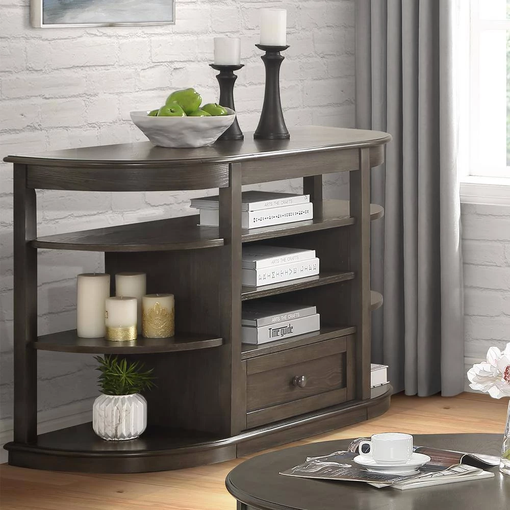 Mengala 48 in. Gray Half-Circle Wood Top Console Table by Furniture of America 3 Mengala 48 in. Gray Half-Circle Wood Top Console Table by Furniture of America - Image 3
