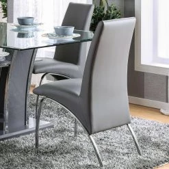 Audna Gray Leatherette Upholstered Dining Chair (Set of 2) by Furniture of America -Furniture of America Sales Store gray furniture of america dining chairs idf 8370gy sc c3 1000