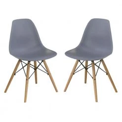 McFarlan Gray Wood Dining Side Chairs (Set of 2) by Furniture of America