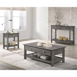 Mingden 21.13 in. Gray Rectangle Wood Top End Table by Furniture of America -Furniture of America Sales Store gray furniture of america end side tables idf 4276e 31 1000