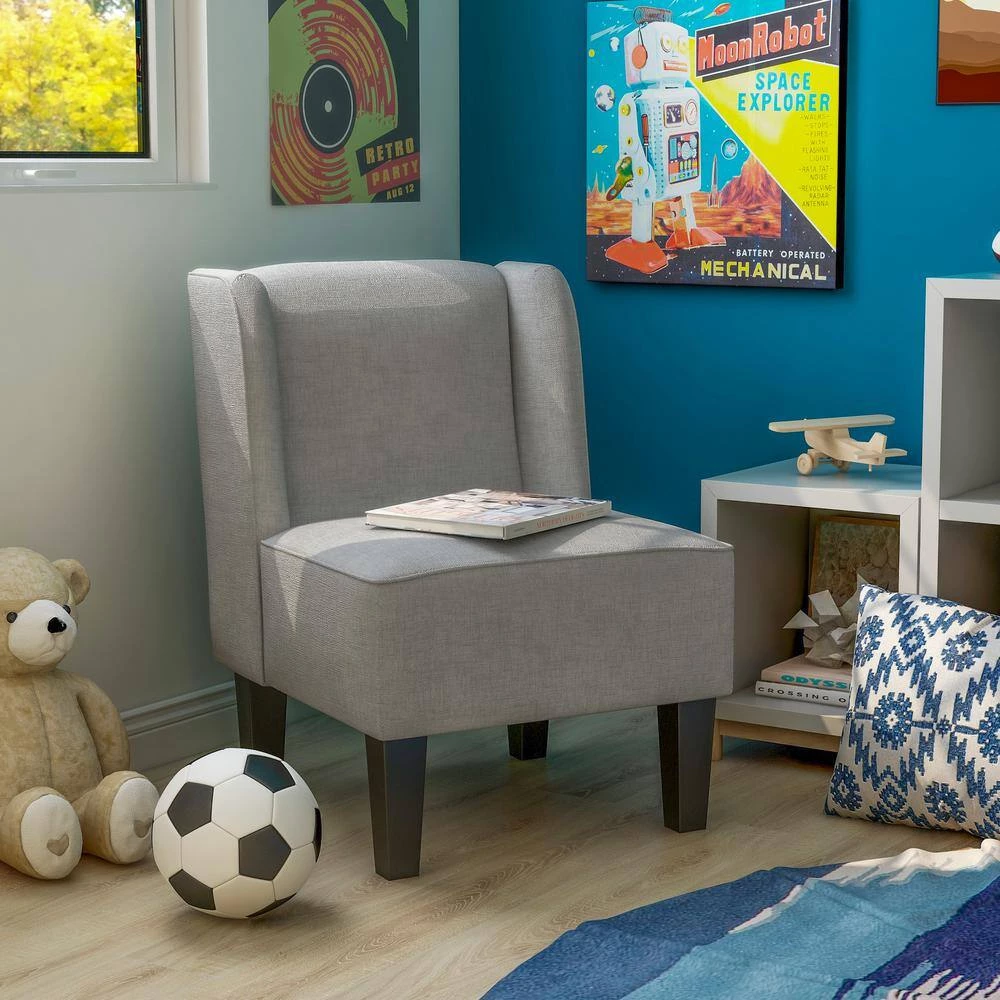 Milo Gray Upholstered Kids Chair by Furniture of America 2 Milo Gray Upholstered Kids Chair by Furniture of America - Image 2