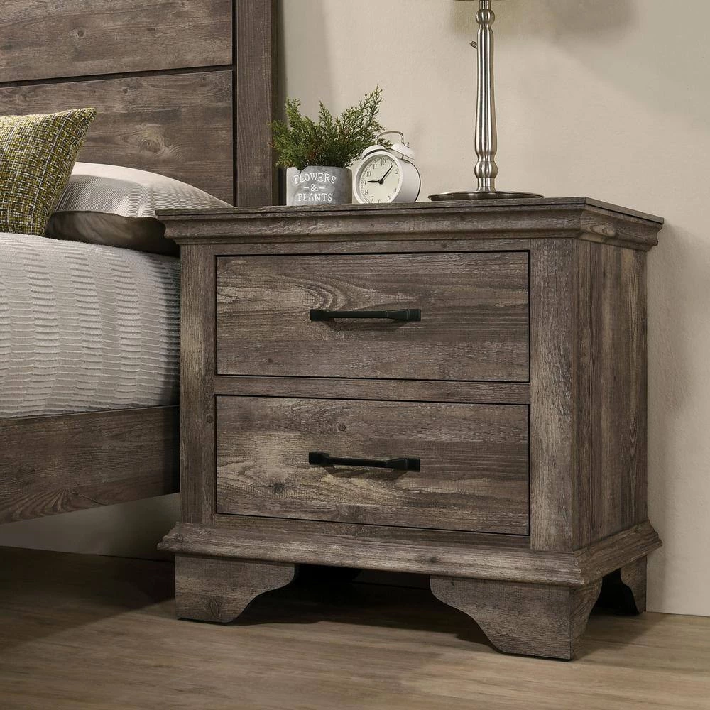 Ragena 2-Drawer Gray Nightstand (26 in. H x 27.88 in. W x 16.38 in. D) by Furniture of America 5 Ragena 2-Drawer Gray Nightstand (26 in. H x 27.88 in. W x 16.38 in. D) by Furniture of America - Image 5