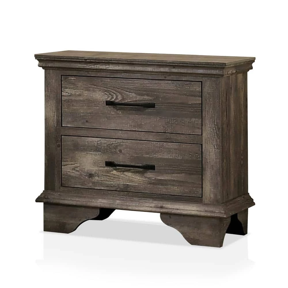 Ragena 2-Drawer Gray Nightstand (26 in. H x 27.88 in. W x 16.38 in. D) by Furniture of America 1 Ragena 2-Drawer Gray Nightstand (26 in. H x 27.88 in. W x 16.38 in. D) by Furniture of America