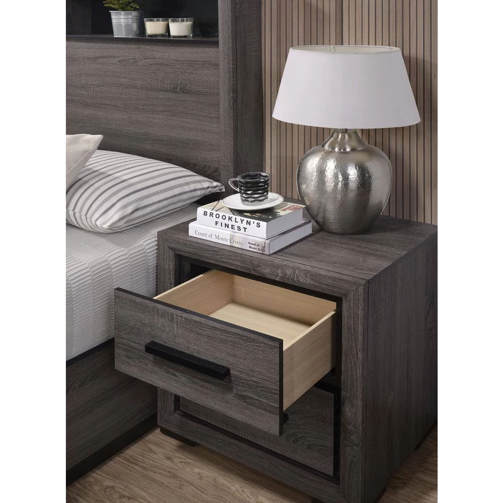 Baxley 2-Drawer Gray Nightstand by Furniture of America 4 Baxley 2-Drawer Gray Nightstand by Furniture of America - Image 4