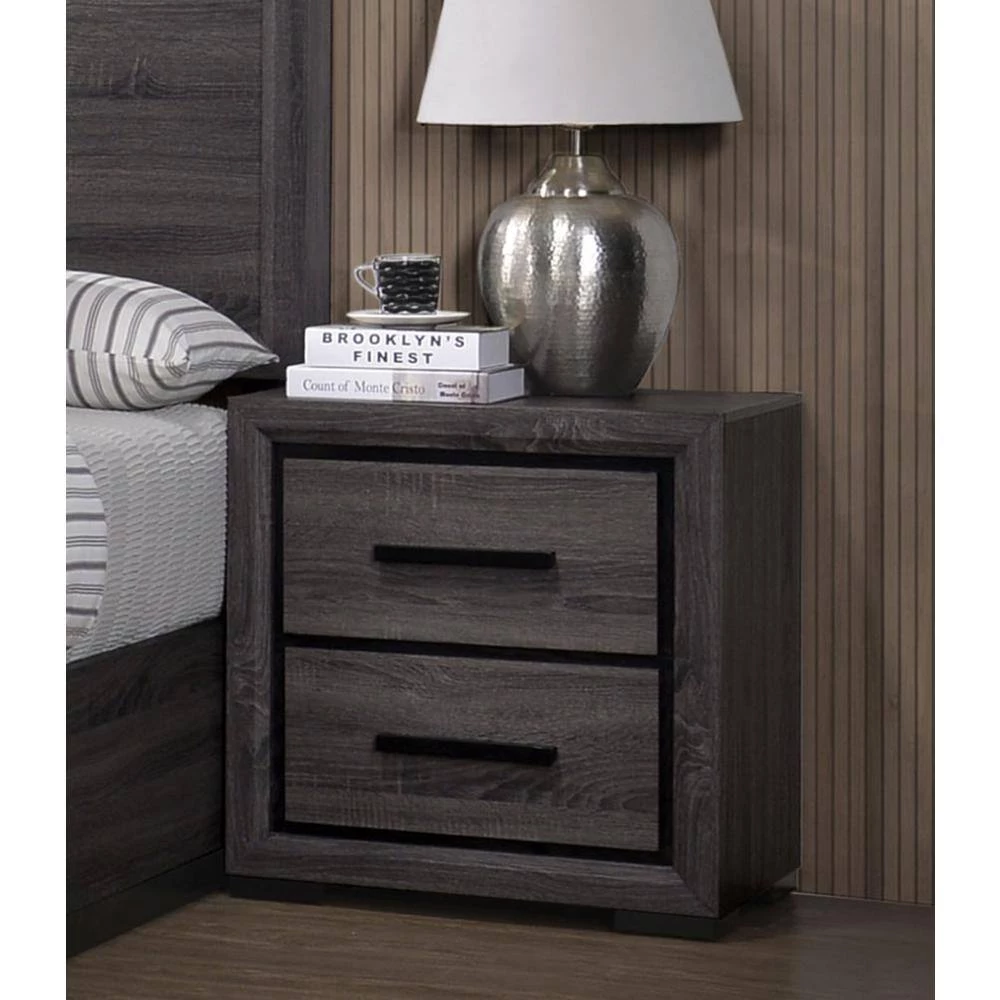Baxley 2-Drawer Gray Nightstand by Furniture of America 2 Baxley 2-Drawer Gray Nightstand by Furniture of America - Image 2