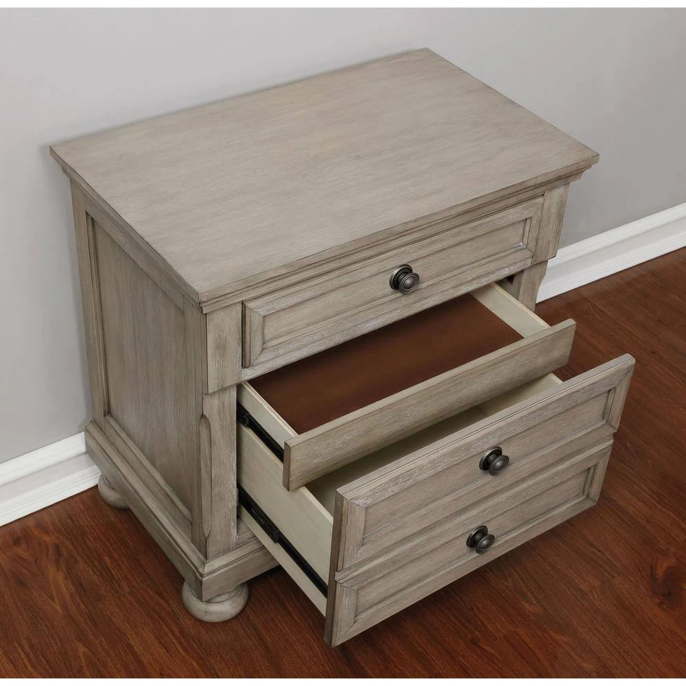 Kapriella 3-Drawer Gray Nightstand by Furniture of America 7 Kapriella 3-Drawer Gray Nightstand by Furniture of America - Image 7