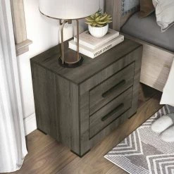 Burgaw 2-Drawer Gray Nightstand 20.25 in. H x 21.5 in. W x 17.75 in. D by Furniture of America -Furniture of America Sales Store gray furniture of america nightstands idf ac397 1f 1000