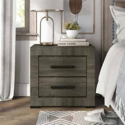 Burgaw 2-Drawer Gray Nightstand 20.25 in. H x 21.5 in. W x 17.75 in. D by Furniture of America -Furniture of America Sales Store gray furniture of america nightstands idf ac397 31 1000