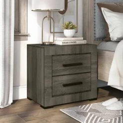 Burgaw 2-Drawer Gray Nightstand 20.25 in. H x 21.5 in. W x 17.75 in. D by Furniture of America -Furniture of America Sales Store gray furniture of america nightstands idf ac397 4f 1000