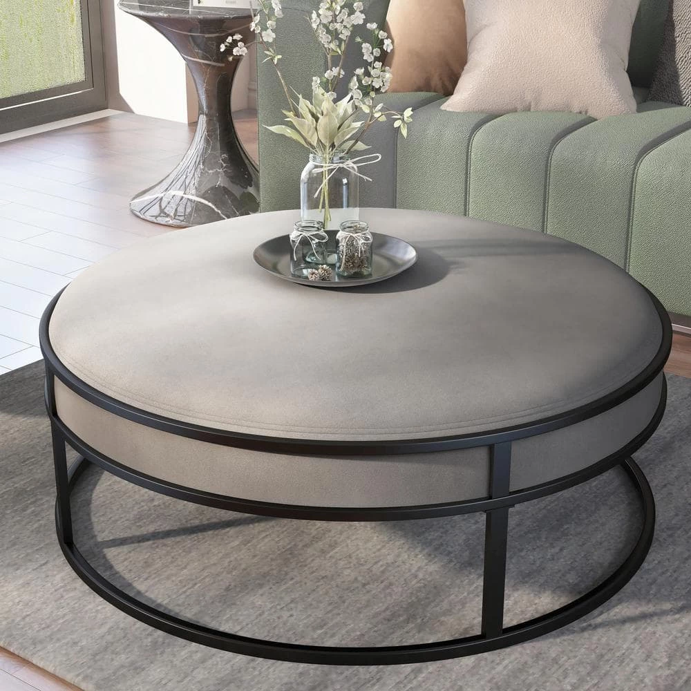 Skyview Gray Upholstered Ottoman by Furniture of America 5 Skyview Gray Upholstered Ottoman by Furniture of America - Image 5