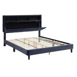 Lankley Gray Wood Frame Queen Platform Bed with USB port by Furniture of America -Furniture of America Sales Store gray furniture of america platform beds idf 7254gy q 4f 1000