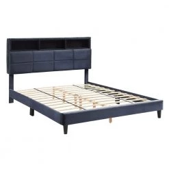 Lankley Gray Wood Frame Queen Platform Bed with USB port by Furniture of America