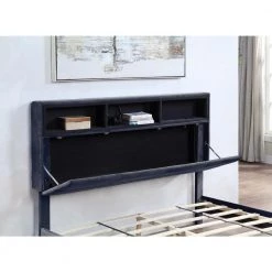 Lankley Gray Wood Frame Queen Platform Bed with USB port by Furniture of America -Furniture of America Sales Store gray furniture of america platform beds idf 7254gy q a0 1000