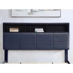 Lankley Gray Wood Frame Queen Platform Bed with USB port by Furniture of America -Furniture of America Sales Store gray furniture of america platform beds idf 7254gy q fa 1000