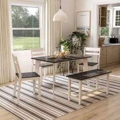 Miley 5-Piece Gray and White Dining Set with Bench by Furniture of America -Furniture of America Sales Store gray white furniture of america dining room sets idf 3714gy t bn 5pk 31 1000