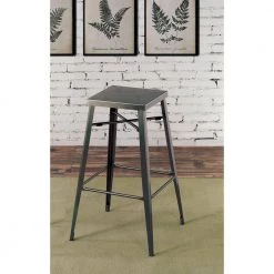 Latta 30 in. Gray Backless Steel Frame Bar Stool (Set of 2) by Furniture of America -Furniture of America Sales Store gun metal furniture of america bar stools idf 3504bc 30 31 1000