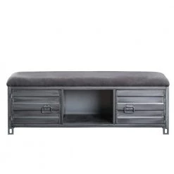 Mondo Hand-Brushed Silver Fabric Bench by Furniture of America