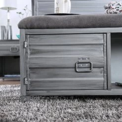 Mondo Hand-Brushed Silver Fabric Bench by Furniture of America 8 Mondo Hand-Brushed Silver Fabric Bench by Furniture of America -Furniture of America Sales Store hand brushed silver furniture of america bedroom benches idf 7075bn c3 1000