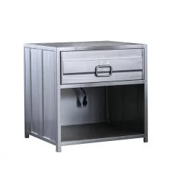 Mondo 1-Drawer Hand-Brushed Silver Nightstand by Furniture of America 12 Mondo 1-Drawer Hand-Brushed Silver Nightstand by Furniture of America -Furniture of America Sales Store hand brushed silver furniture of america nightstands idf 7075n 1f 1000