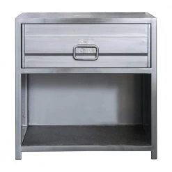 Mondo 1-Drawer Hand-Brushed Silver Nightstand by Furniture of America