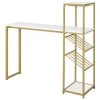 Lukup 58.75 in. H x 59 in. L x 16.88 in. W High Gloss White and Gold Coating 2-Shelf Metal Bar Table by Furniture of America