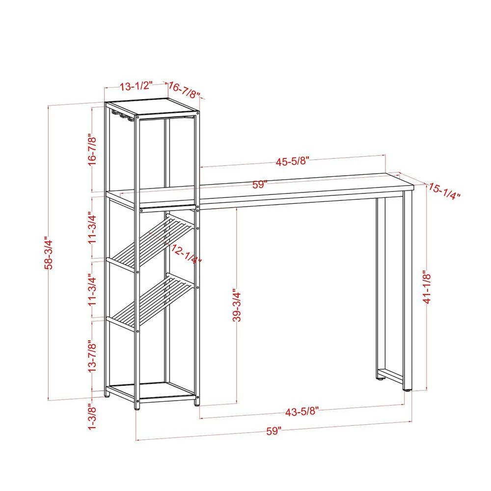 Lukup 58.75 in. H x 59 in. L x 16.88 in. W High Gloss White and Gold Coating 2-Shelf Metal Bar Table by Furniture of America 4 Lukup 58.75 in. H x 59 in. L x 16.88 in. W High Gloss White and Gold Coating 2-Shelf Metal Bar Table by Furniture of America - Image 4