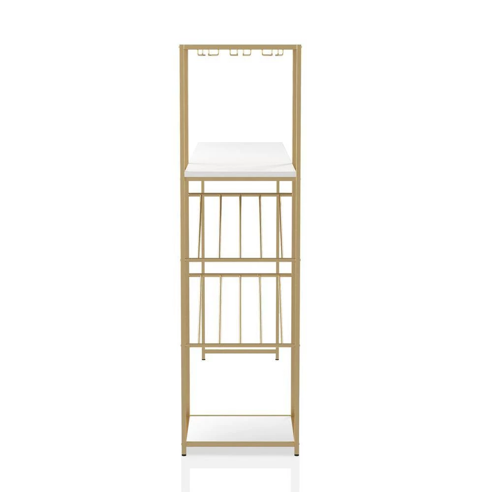 Lukup 58.75 in. H x 59 in. L x 16.88 in. W High Gloss White and Gold Coating 2-Shelf Metal Bar Table by Furniture of America 2 Lukup 58.75 in. H x 59 in. L x 16.88 in. W High Gloss White and Gold Coating 2-Shelf Metal Bar Table by Furniture of America - Image 2