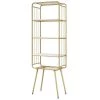 Ellerbe 23.63 in. Wide High Gloss White and Gold 4-Shelf Standard Bookcase by Furniture of America
