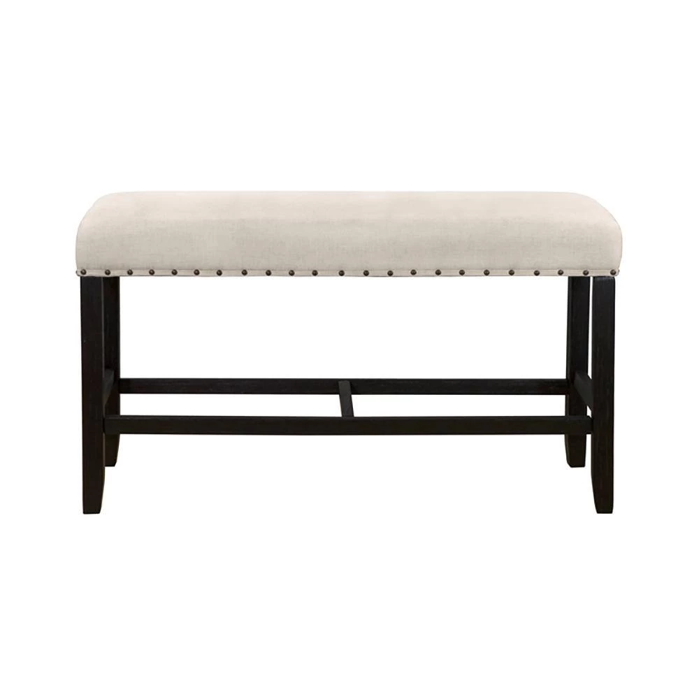 Anthus Ivory and Black Padded Counter Height Bench (25 in. H x 44 in. W x 16 in. D) by Furniture of America 3 Anthus Ivory and Black Padded Counter Height Bench (25 in. H x 44 in. W x 16 in. D) by Furniture of America - Image 3