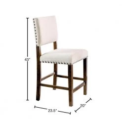 Gomti Brown Cherry Nail Head Trim Counter Height Chair (Set of 2) by Furniture of America -Furniture of America Sales Store ivory and brown cherry furniture of america bar stools idf 3018pc 40 1000