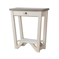Vesperia 31.25 in. Ivory and Brown Rectangle Wood Console Table with 1-Shelf by Furniture of America