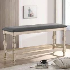 Besta Ivory and Dark Gray Counter Height Bench by Furniture of America -Furniture of America Sales Store ivory and dark gray furniture of america dining benches idf 3979pbn 31 1000