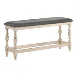 Besta Ivory and Dark Gray Counter Height Bench by Furniture of America