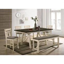 Olamm Ivory and Gray Counter Height Bench by Furniture of America -Furniture of America Sales Store ivory and gray furniture of america dining benches idf 3487pbn 31 1000