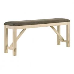 Olamm Ivory and Gray Counter Height Bench by Furniture of America