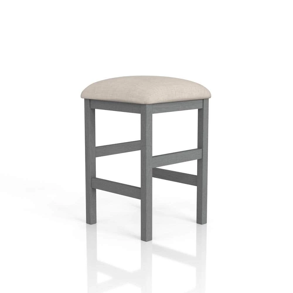 Greensburg 24 in. Light Gray and Beige Backless Wood Counter Height Stools (Set of 2) by Furniture of America 1 Greensburg 24 in. Light Gray and Beige Backless Wood Counter Height Stools (Set of 2) by Furniture of America