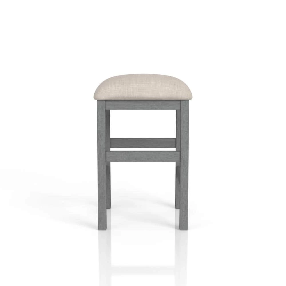 Greensburg 24 in. Light Gray and Beige Backless Wood Counter Height Stools (Set of 2) by Furniture of America 3 Greensburg 24 in. Light Gray and Beige Backless Wood Counter Height Stools (Set of 2) by Furniture of America - Image 3