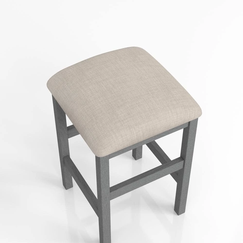 Greensburg 24 in. Light Gray and Beige Backless Wood Counter Height Stools (Set of 2) by Furniture of America 2 Greensburg 24 in. Light Gray and Beige Backless Wood Counter Height Stools (Set of 2) by Furniture of America - Image 2