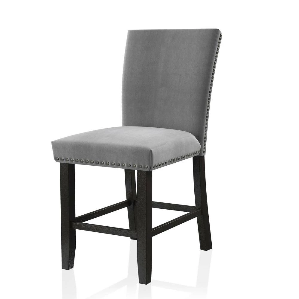 Southwind Black and Light Gray Counter Height Chairs (Set of 2) by Furniture of America 4 Southwind Black and Light Gray Counter Height Chairs (Set of 2) by Furniture of America - Image 4